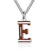 AIAINAGI Football Letter Necklace - Men's Football Charm Pendant, Stainless Steel Silver Chain, 22inch Personalized Gift