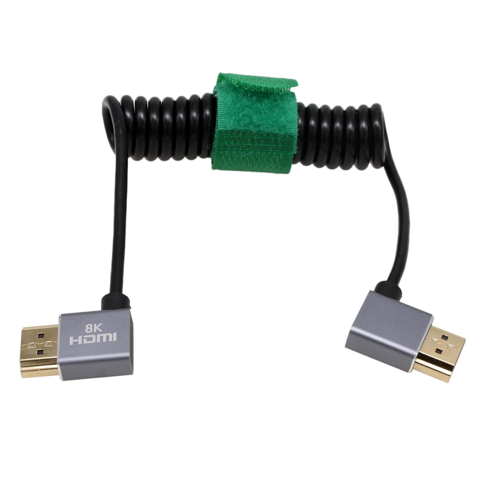 HangTon HDMI 8K 6K 4K 60p Cable Coiled Left Right Angle for Sony A7S3 A7M4 A7R5 FX30 Canon Nikon Camera Feelworld Atomos Ninja V Portkeys BM5 Video Assist 12G Monitor, Type A HDMI 2.1 — image 1