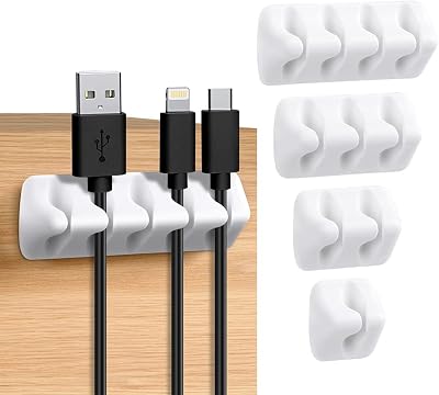 URAQT Cable Clip Organizer Set 5 Pcs Mini Self Adhesive Wire Management for Desk