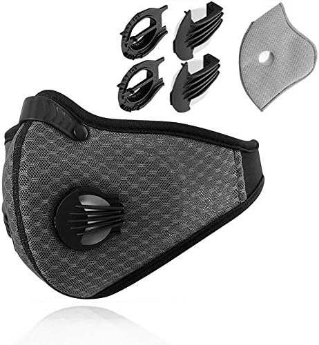 Novemkada Dustproof Masks - Activated Carbon Dust Mask with Extra Filter Cotton Sheet for Exhaust Gas, Pollen Allergy, PM2.5, Running, Cycling, Outdoor Activities (Black)