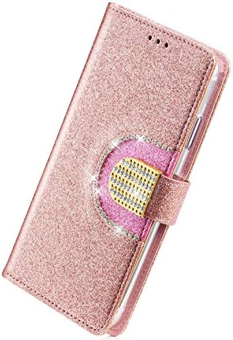 Herbests Compatible with Huawei Mate 20 Lite Leather Case Fli Huawei Mate 20 Lite Rose Gold