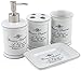 Vintage Chic Bathroom Accessory Set. Classic French Provincial 4 Piece Bath Gift Set includes liquid soap/lotion dispenser, toothbrush holder, tumbler, and soap dish.