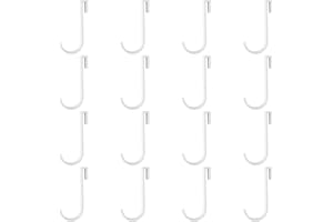 INCREWAY 16PCS J Grid Wall Picture Hooks, Aluminum Hanging Sink Grid Hooks Pot Racks Hooks Snap On Hook Clip-on Hook Wire Rack Hook, White