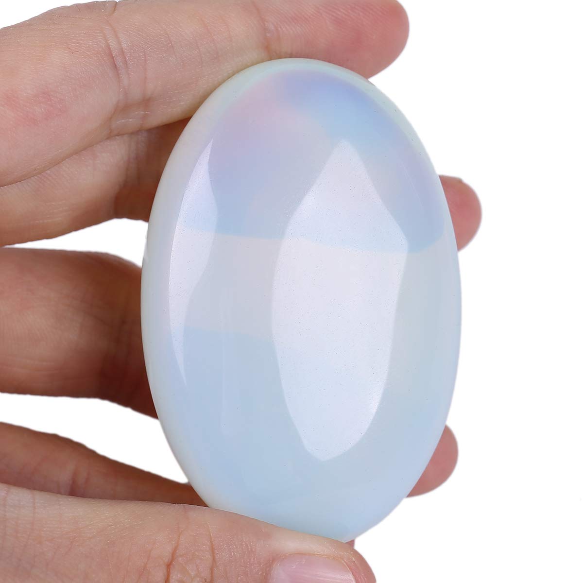 Lovionus89 Synthesis Opalite Worry Stones, Oval Palm Pocket Healing Crystal Massage Spa Energy Stone โ image 1