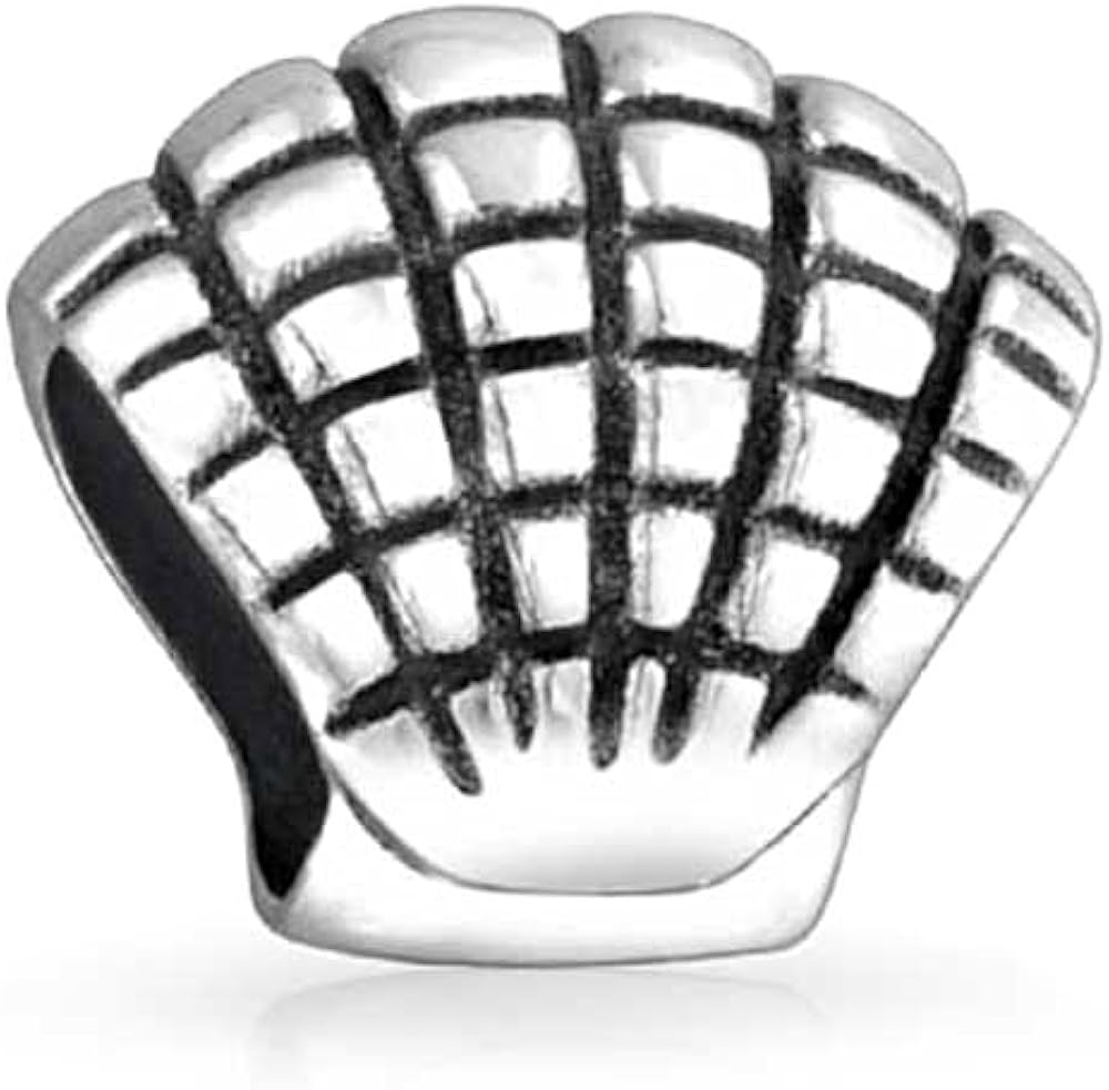 Nautical Beach Clam Shell Sea Life Charm Bead For Women For Teen Oxidized 925 Sterling Silver Fits European Bracelet