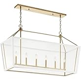 Bailey Street Home 6 Light Linear Chandelier in Traditional Style-26 inches Tall and 16 inches Wide-Champagne Bronze/White Fi