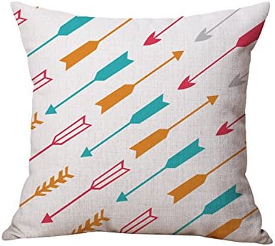 Selcet Colorful Arrows Cotton Linen Blend Decorative Throw Pillow Case Cushion Cover for Couch Home Sofa Square 18 x 18 Inch