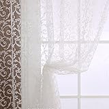 Edal Elegant Floral Tulle Voile Door Window Curtain Drape Panel Sheer Scarf Valances White