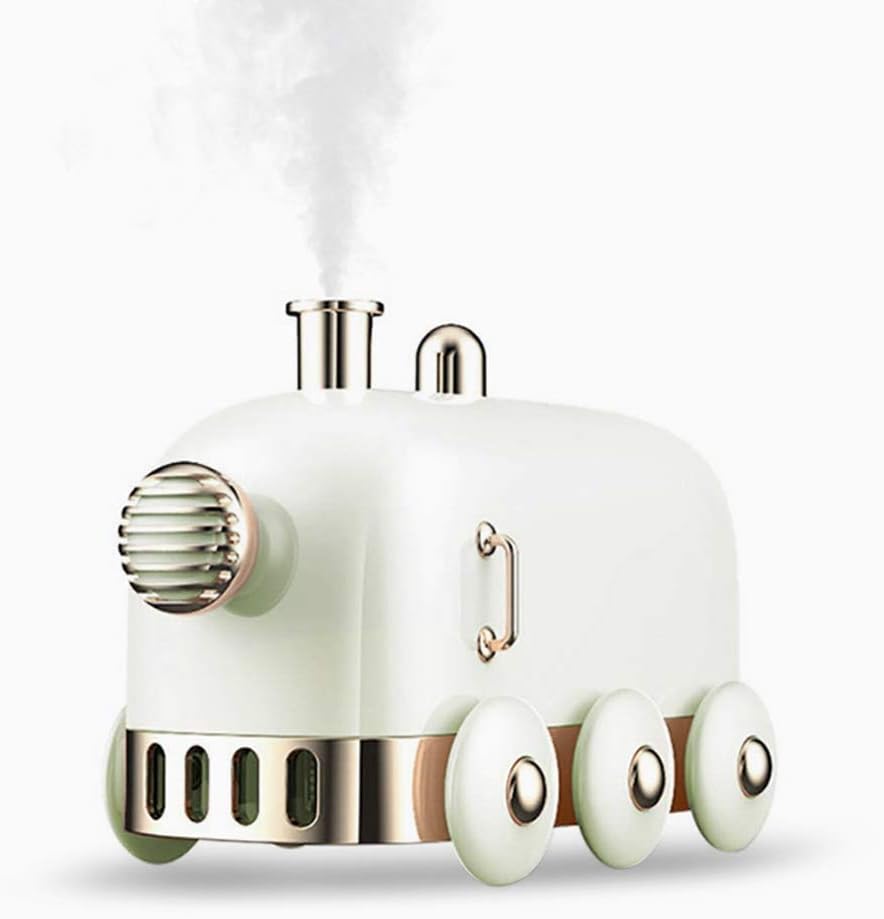 RAYHOO Little Train USB Humidifier Desktop Mute Mini Personal Portable Small Humidifier Retro Outlook, for Office, Bedroom, Great Gift for Girls and Kid, Auto Shut-Off, 300ml (Light Green)