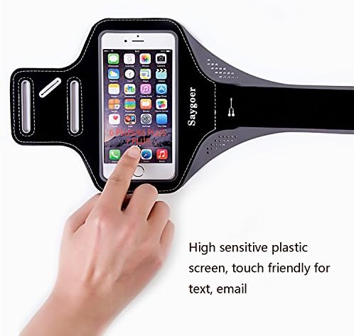 Saygoer iPhone 7 plus Cell Phone Armband: 4.7 inch 5.5 Inch Case for iPhone 8 plus, 7, 6, 6S, SE, 5, 5C, 5S, and Galaxy S5, Google Pixel - Adjustable Velcro, Key Holder &amp; Screen Protector