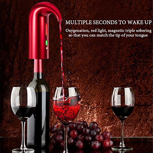 jiumoji Electric Wine Aerator Pourer Portable Wine Decanter Multi-Smart Versatility Automatic Wine Oxidizer (-Red)