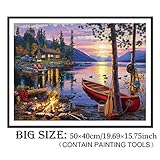 DIY 5D Diamond Painting Kit, ONE Phoenix Full Round Drill Forest Lake Sunset & Duck Large Kits, Clearance Rhinestone Diamond Art for Wall Decor, Contain Tools (50x40CM/19.69x15.75INCH)