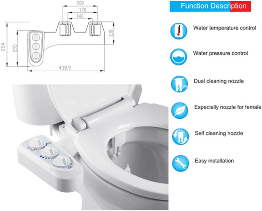 Self Cleaning Dual Nozzle Bidet Attachment Fresh Water Spray Bidet Mechanical Water Toilet Bidet Sprayer Kit With Pressure Control Easy To Install Unique Welinks Abs Non Electric Bidet For Toilet Bidets
