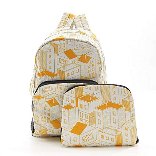 Eco-Chic Foldable Backpack (Yellow Houses, Medium)
