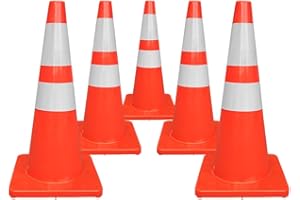 Berry 28" PVC Traffic Cone | Flexible Orange Safety Cone | 70CM Durable Road Cone for Parking, Driveways, Construction, Traff