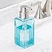 mDesign Glass Refillable Foaming Hand Soap Dispenser Modern Square Pump Bottle for Bathroom Vanities or Kitchen Sink, Countertops - 2 Pack - Blue/Brushed