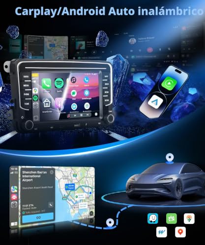 VECHTEL 4G+64G Android 15 Car Radio for VW Golf 5 6 Passat Jetta Caddy EOS T5 Tiguan Touran CC Polo, 7 Inch Touch Screen with Carplay Android Auto GPS Wi-Fi USB Type-C Bluetooth FM RDS Camera