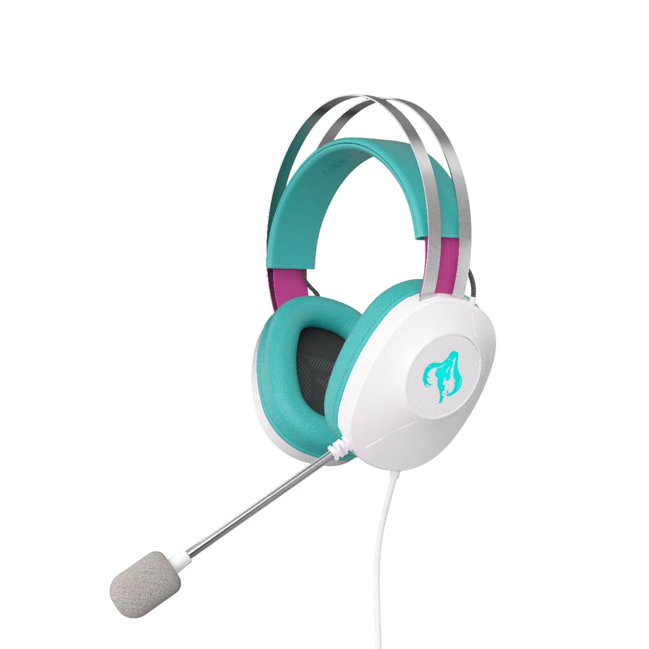 ASUS TUF Gaming H1 Gen II Hatsune Miku Edition Wired USB Gaming Headset with Mic – 40mm Drivers, Virtual 7.1 Surround Sound, TeamSpeak-Certified Mic, Removeable Ear Cushions, for PC, PS5 - Aqua
