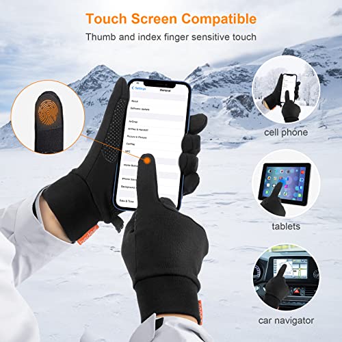 bedee Running Gloves, Thermal Gloves, 2 Pcs Touchscreen Gloves Elastic Fabric Non-slip Winter Cycling Gloves Black for Men Women Running Driving Cycling Climbing Hiking Skiing.(A Pair + Black L)