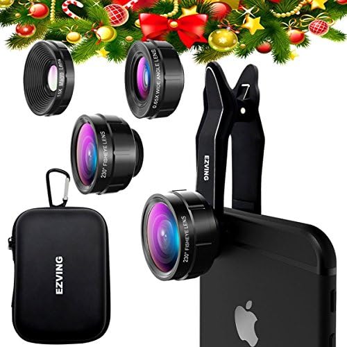 3 in 1 HD Camera Lens Kit - EZVING 0.65X Super Wide Angle Lens &amp; 15X Macro Lens &amp; 230 Degree Fisheye Lens, Clip on Cell Phone Lens for iPhone 8, 7 Plus / 7 / 6s Plus / 6s/ Samsung and Smartphones
