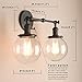 Pathson Vintage 2 Lights Wall Sconces with On Off Switch, Globe Glass Bathroom Vanity Light Fixtures, Industrial Wall Lighting Lamps for Living Room Bedroom