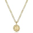 KissYan Initial Necklaces for Women, 14K Gold Plated Round Letter Pendant Capital Monogram Necklace Alphabets from A-Z Figaro Chain Jewelry