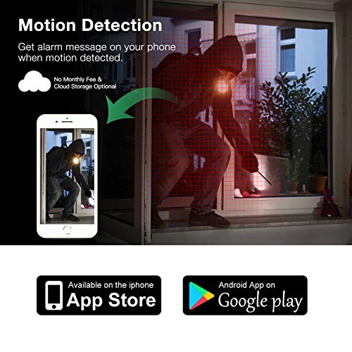 Security Camera Outdoor,Wandwoo 1080P Wireless WiFi IP Camera Support Motion Detection with Real-Time Alert,Waterproof,Night Vision,Outside Camera with SD Card & Cloud Storage- iOS,Android App