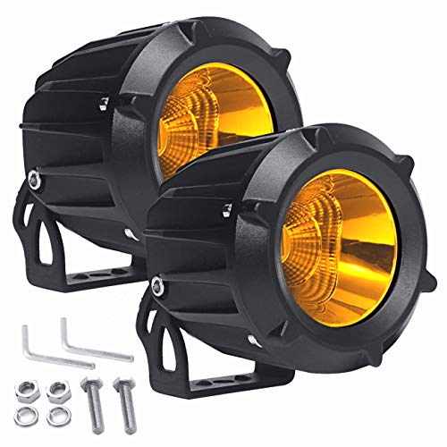 Samlight Fog Lights, 2PCS Amber LED Headlight 25W Motorcycle LED Work Lights Off Road LED Driving Lights for ATV UTV Jeep Truck Boat SUV, 1 Year Warranty