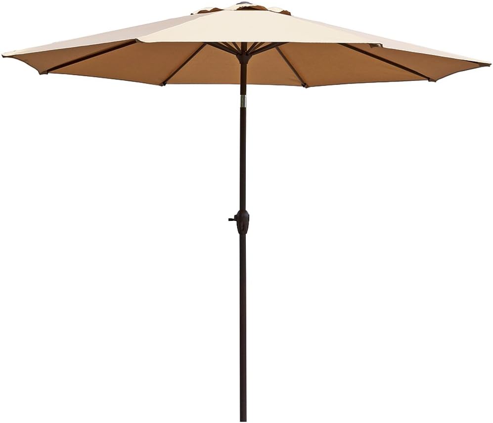 Amazon Com Le Papillon 9 Ft Outdoor Patio Umbrella Aluminum Table Market Umbrella Crank Lift Push Button Tilt Beige Garden Outdoor