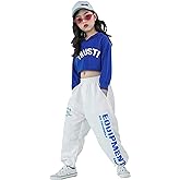 Girls' Hip Hop Costume 2 Piece Dance Outfits, Kids' Cropped Hoodie Joggers Pants Clothes Set