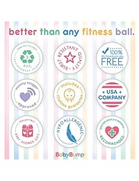 Baby Bump   Birth Ball with Base Legs - Stability Balance Stand, Anti-Burst with Pump, Exercise During Pregnancy, Prenatal Fitness, Induces Labor, Soothes Babies, Shower Gift - 65 cm