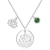 Iringnier Om Necklace Lotus Necklaces for Women Sterling Silver Om Symbol Lotus Flower Pendant Jewelry Spiritual Yoga Meditation Birthday Gifts