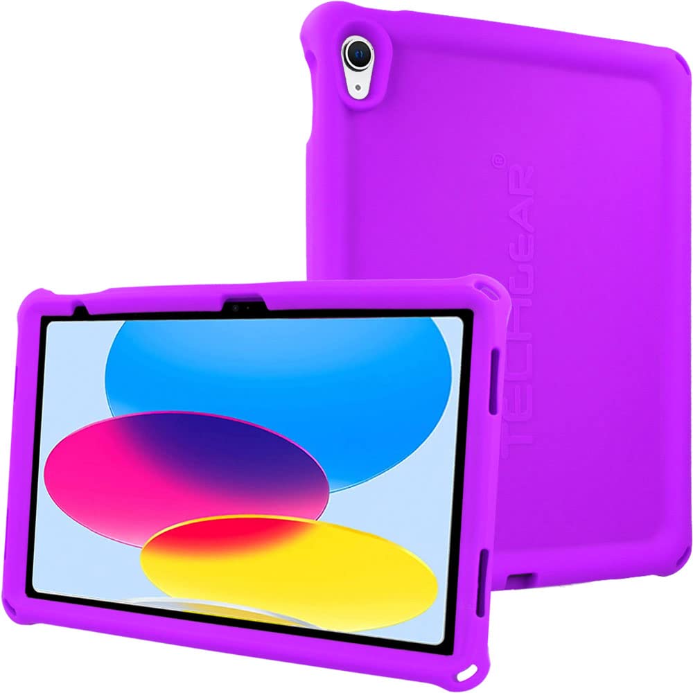 TECHGEAR Bumper Case for iPad 11" A16 (11th Gen 2025) & 10.9" (10th Gen 2022) – Rugged Kids Drop-Proof Silicone Cover w/Easy Grip, Anti-Slip Corners, Screen Film, Shockproof School-Friendly Design