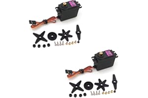 Treedix 2 pcs MG996R Servo Motor Metal Gear High-Torque Servo Motor for Smart Car Robot Boat RC Helicopter Mechanical arm Fittings(Control Angle 360)