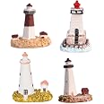 Mini Lighthouse Decor - 2 Pack Wooden Nautical Ornaments For Bathroom, Nursery, Party - Vintage Style Ocean Theme Decoration