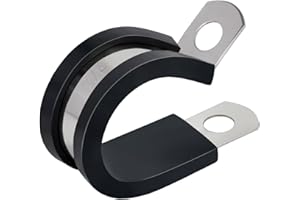 JWGJW Rubber Cushioned Insulated Clamp 100 Pack 3/4 Inch,Stainless Steel Cable Clamp,Cable Clamps Assortment Kit For Pipe or Wire Cord Installation