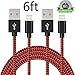 ONSON iPhone Cable,2Pack 6FT Nylon Braided Cord Lightning Cable Certified to USB Charging Charger for iPhone 7/7 Plus/6/6 Plus/6S/6S Plus,SE/5S/5,iPad,iPod Nano 7 (Black Red,6FT)