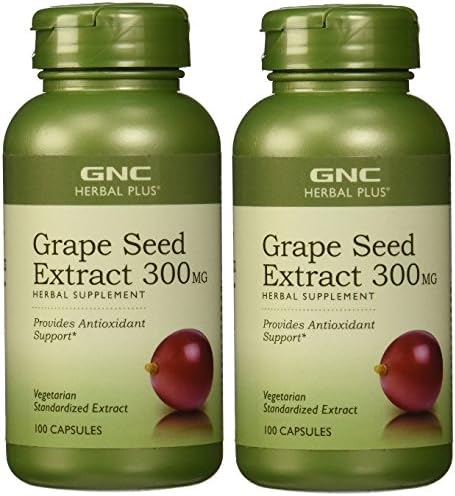 GNC Herbal Plus Grape Seed Extract 300mg -- 2 Bottles each of 100 Capsules