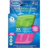 DenTek Floss Picks &amp; Travel Case for On-the-Go, 4 Travel Cases with 6 Floss Picks Each, (Pack of 1)