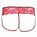 FEESHOW Men's Lace Jockstrap Briefs Bikini Thong G String Underwear T Back Red X-Large(Waistline 28.0-37.0