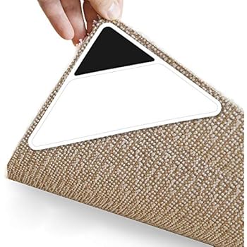 Rug Grippers - Latest Upgraded Carpet Anti-Skid Pad with Strong Sticky Anti Slip Straight Carpet Tape for Curled Corners & Edges (4 PCS)