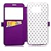 S7 Edge Case, Galaxy S7 Edge Case, ArtMine Quilted Plain Color Window View Function PU Leather Flip Folio Book Style Card Slots Kickstand Wallet Phone Case for Samsung Galaxy S7 Edge Purple