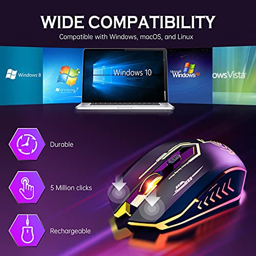uhuru Wireless Gaming Mouse Up to 10000 DPI, Rechargeable USB Wireless