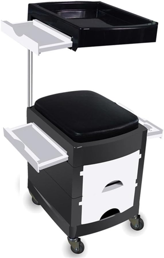 Hairdressing Trolley Salon Beauty Barber Cart Hair Coloring Dying Perm Tool Cabinet Nail Tray With 2 Drawers