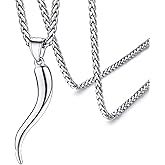 Axmerdal Italian Horn Charm Chili Pepper Pendant Necklace, Unisex Adult, Silver Stainless Steel, 24" Chain