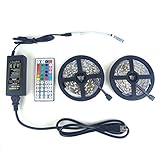 LTROP 2 Rolls 32.8ft 300 LED Strip Lights Kit, Non-waterproof flexible RGB Color Changing SMD 5050 Light Strip with Mini 44 Key IR Controller and 12V 5A Power Supply
