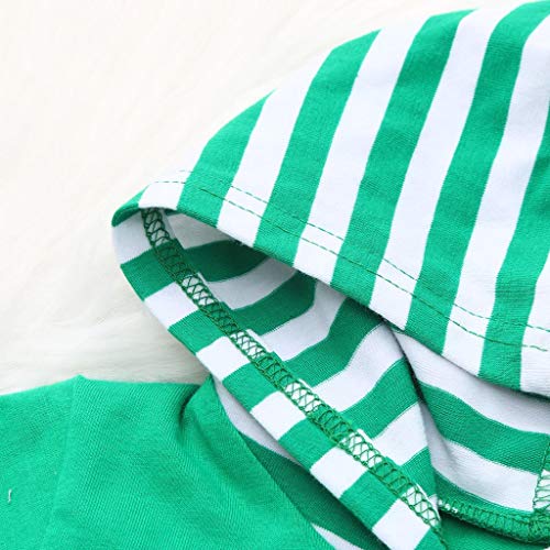Tronet Infant Baby Short Sleeve St. Patrick's Day Onesies Hooded Striped Jumpsuit Romper Green - Thumbnail 5
