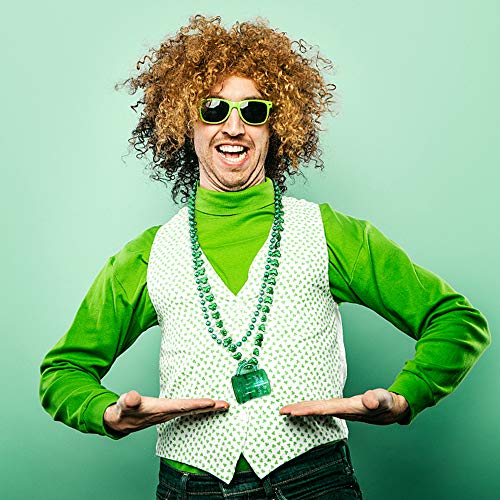 ZALALOVA 18Pcs St Patrick's Day Shamrock Beads Necklace with Green Shot Glass for Kids Women Men Holiday Festive Costumes Party Games Favor Supplies (2 Types) - Thumbnail 5