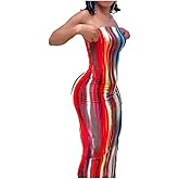 Hykytyhk Women's Bodycon Tube Top Maxi Dress Backless Club Wear Clothing for Women Sexy