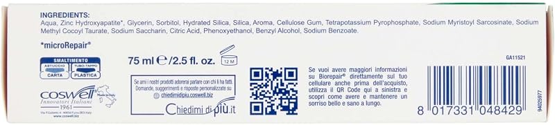 : "Total Protective Repair" Toothpaste with microRepair, New Formula - 2.5 Fluid Ounce (75ml) Tube [ Italian Import ] — foto 7 de 8